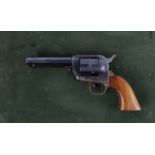 9mm Italian Model 1873 blank firing revolver, on framed display board. This Lot is offered for the