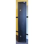 Steel four gun security cabinet with internal top shelf, h.59 ins x w.12 ins x d.10 ins, 1 key for