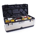 Rifle range spares/tool case with contents plus large quantity of targets, rifle stands, staple