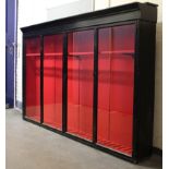 Large gun room display cabinet, the red baize lined fully fitted interior with capacity for up to