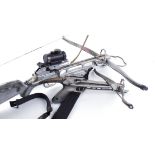 Jaguar crossbow with mounted scope; Pistol grip crossbow, and another mini archers bow (3)