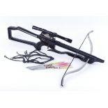 Target crossbow retailed by Lillywhites, plastic coated metal frame, alloyed limb, with spare