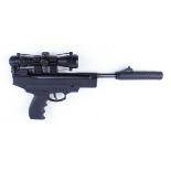 .22 Webley Typhoon break barrel air pistol, full synthetic stock, mounted Bushnell Varmint scope,