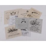 Twelve reproduction trade labels: Wm Moore & Grey; Joseph Manton; Westley Richards & Co.; Colt's;