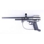 SMK PBMI Co2 repeating paintball gun, brushed gunmetal finish, with hopper, Co2 adapter and