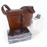 Gentleman's leather cased canteen set by Swaine & Adeney, the curved fitted leather case