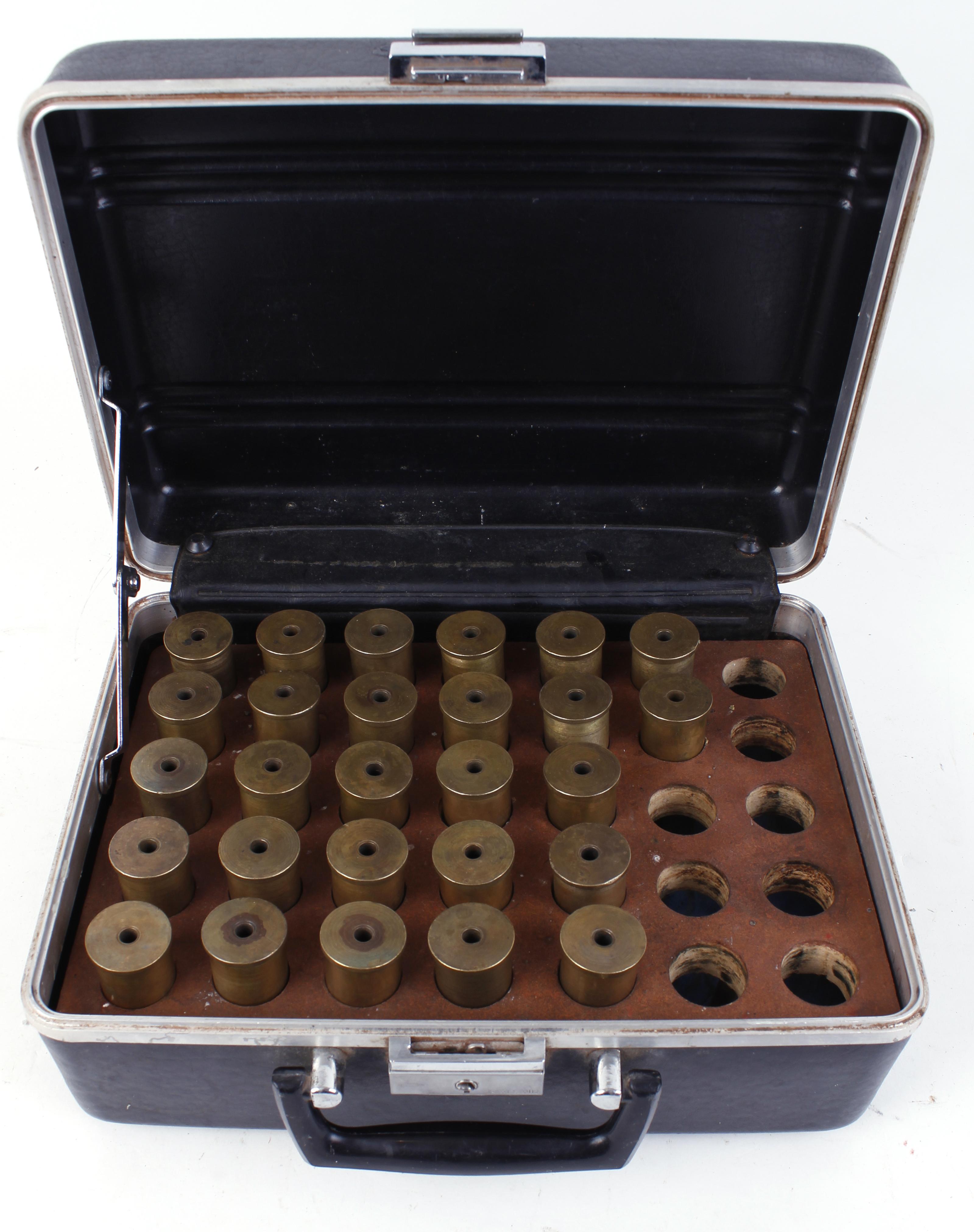 27 x 4 bore (1 inch) heavy brass cases in transport case