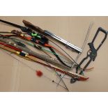 Twelve various longbows and two crossbows (a/f)
