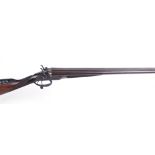 S2 12 bore double hammer gun by James Purdey, 28¾ ins brown damascus barrels (black powder proof),