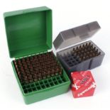 S1 69 x .17(rem) rifle cartridges, 30 once fired brass cases, quantity V-Max heads (Section 1