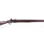 S58 .750 flintlock musket, 38 ins fullstocked steel barrel, steel ramrod with brass ramrod pipes,