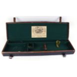 Black canvas gun case green baize fitted interior for 30 ins barrels, Watson & Hancock trade label