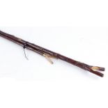 Two wooden walking sticks, one with brass foot cap