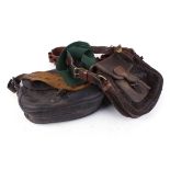 Two leather cartridge bags; 12 bore canvas and leather cartridge belt