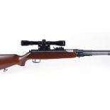 .22 Chinese underlever air rifle, fitted silencer, mounted 4 x 40 scope