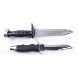 Two Japanese made divers knives by Typhoon and Tabata, each with rubber holsters (2)