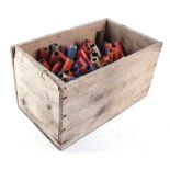 Eley 20 bore wooden transport box containing quantity of used collectors paper cartridge cases