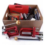Quantity of repair tools including vices, clamps, solder set, blueing and browning solutions