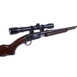 S1 .22 Remington Fieldmaster Model 121 pump action rifle, 24 ins threaded barrel, tube magazine,