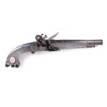 S58 28 bore Scottish Doune all steel Murdoch style flintlock belt pistol, scroll engraved barrel,