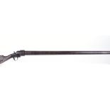 S2 4 bore (1 inch) semi hammer wildfowling gun, 48 ins stepped screw off barrel (black powder