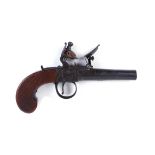 S58 50 bore flintlock pocket pistol with turn off barrel, swag and medallion engraved boxlock action