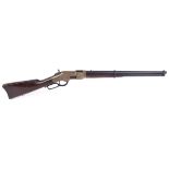 S58 .440 (Nagant) Winchester 1866 'Yellow Boy' lever action carbine, 20 ins round barrel with