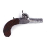 S58 54 bore percussion pocket pistol, 1¾ ins turn off barrel, English proof marks (Birmingham),