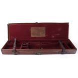Leather gun case, red baize lined fitted interior for 30 ins barrels, Cogswell & Harrison trade