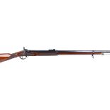 S1 .451 Parker Hale black powder percussion rifle, 32½ ins full stocked two banded barrel, tunnel