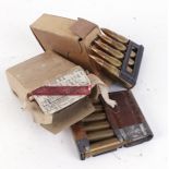 S1 10 x 8mm Mauser M.30 rifle cartridges in original box with Waffen marks; 6 x 8mm(?) Mauser