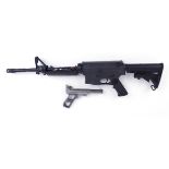 Airsoft Colt M4A1 carbine semi automatic rifle; Colt CAR-15 composite butt stock and cheek piece;