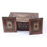 An unusual 'Norman Cross' straw work box with two inner compartments, decoration with prison camp