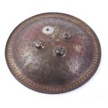 Prussian circular shield with brass and lacquer decoration, 15 ins diameter