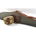 Brady canvas and leather rifle slip, fleece lined rifle bag, another padded rifle case, green canvas