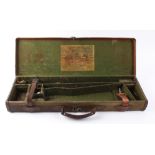 Canvas and leather gun case for restoration, green interior for 27 ins barrels, WILKINSONS (