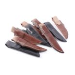 Ten various leather sheaths by Stiper Knives, as new