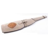 'Western' adjustable length rifle slip in grey suede leather with black piping