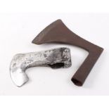 Executioners style axe head (possibly French), 8¼ ins slightly curved flat sided blade, together