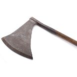 Victorian executioners style axe by Brades Co. 1174, wooden shaft with 11 ins cast steel blade, 44