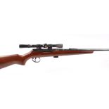 S1 .22 BSA Armatic semi automatic rifle, 20 ins barrel, open sights, 5 shot magazine, mounted 4 x 20