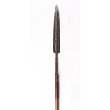 Sudanese short spear, c.1884 (Battle of El Teb), double fullered iron head bound to a wooden