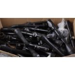 Large box of assorted scopes and mounts, for parts or repair