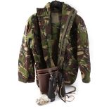 British Army camo jacket size 160/104, together with a bag of military dress buttons and York &