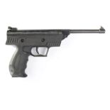 .22 SMK break barrel air pistol, open sights, black plastic grips