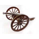 .75 (inert) Napoleon III 'Twelve-Pounder' model cannon, 14 ins nickle plated steel barrel, mounted
