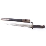 British Cadet Pattern 1856 bayonet, 12 ins fullered blade stamped with crown WD broad arrow and