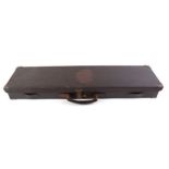 Leather motor case with brass corners, claret baize lined fitted interior (a/f) for 30 ins