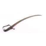 Light cavalry sabre, curved single edged steel blade, stirrup hilt, wired grips, 29 ins overall