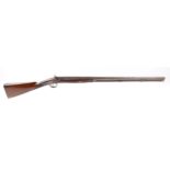 S58 16 bore Percussion single sporting gun by Hawkes, 31½ ins damascus two stage half stocked barrel